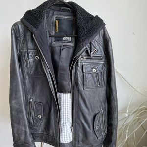 Jack jones lamb skin leather jacket